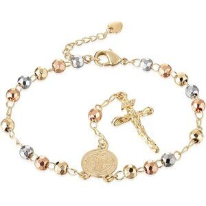 St. Benedict Rosary Bead Cross Rosary Bead Cross Adjustable Link Bracelet